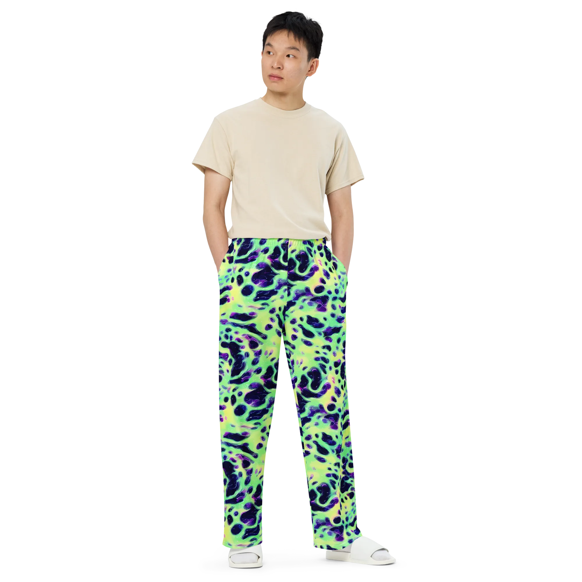 Luminous Ink on Wide-Leg Pants — Front