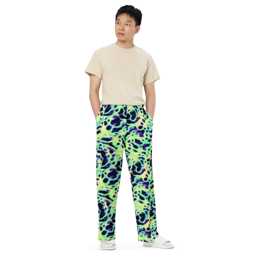 Luminous Ink on a Wide-Leg Pants