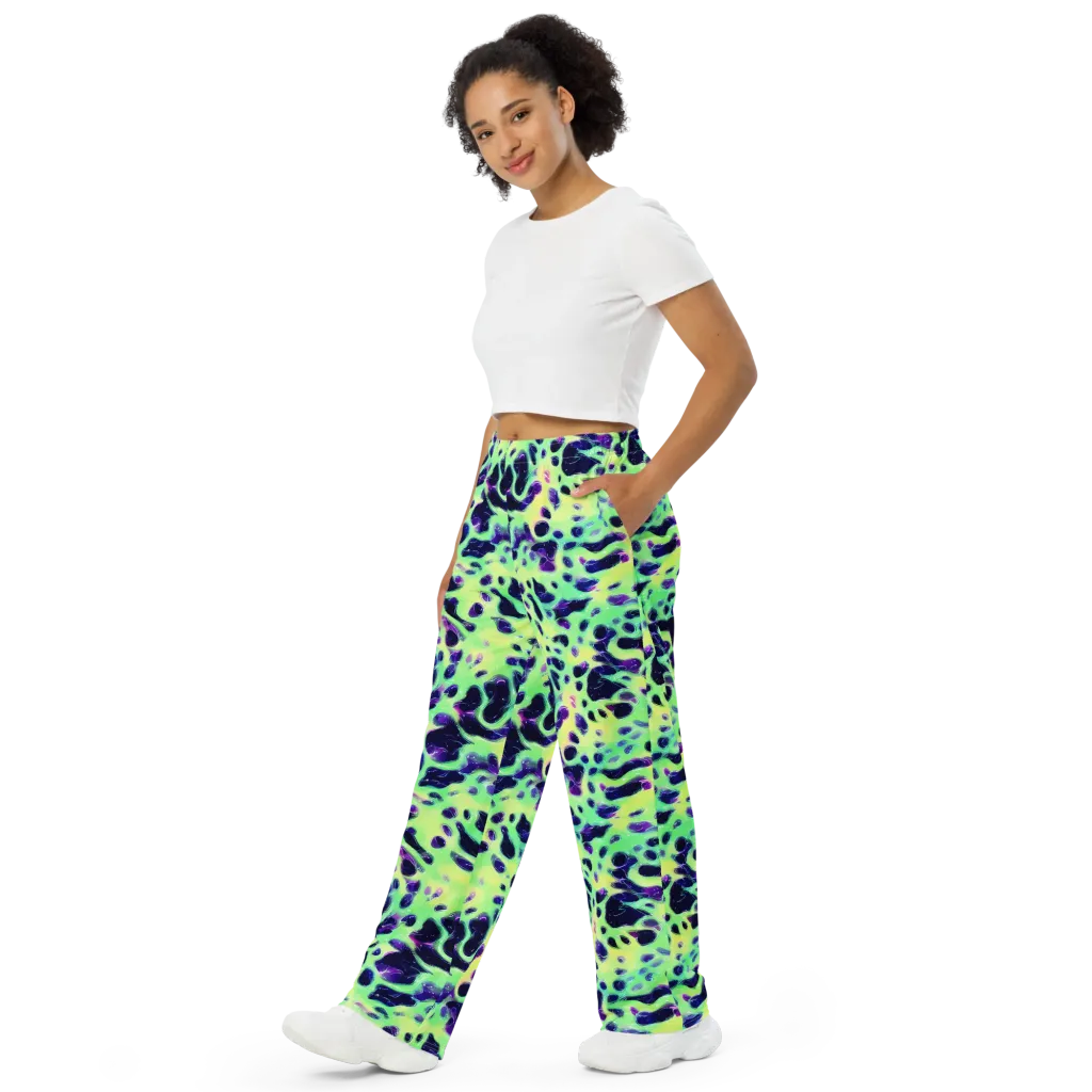 Luminous Ink on Wide-Leg Pants — Left Front