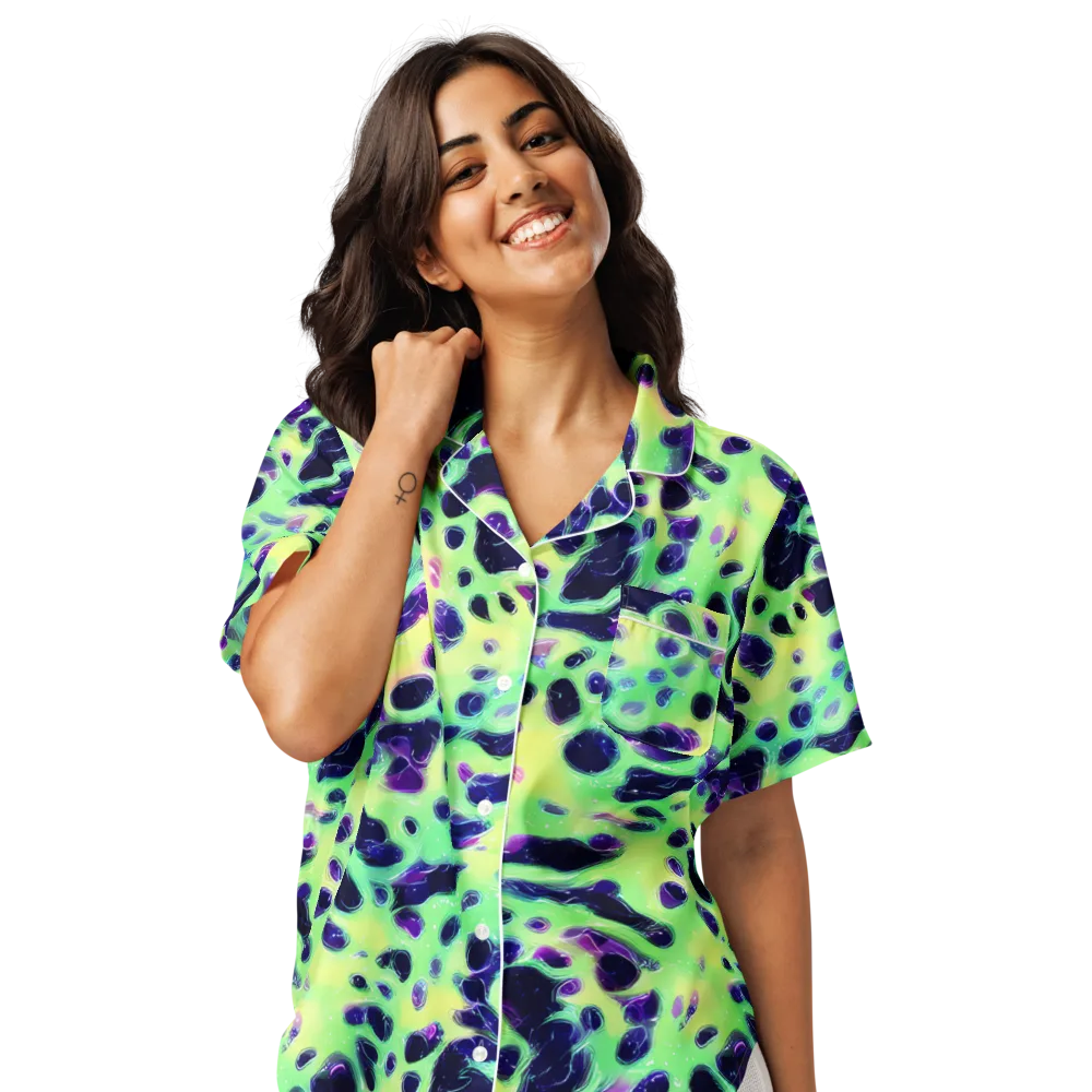 Luminous Ink on Women's Short Sleeve Pajama Top — Front