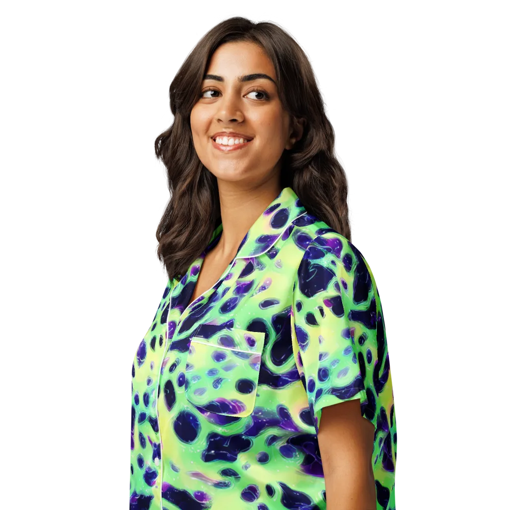Luminous Ink on Women's Short Sleeve Pajama Top — Left Front