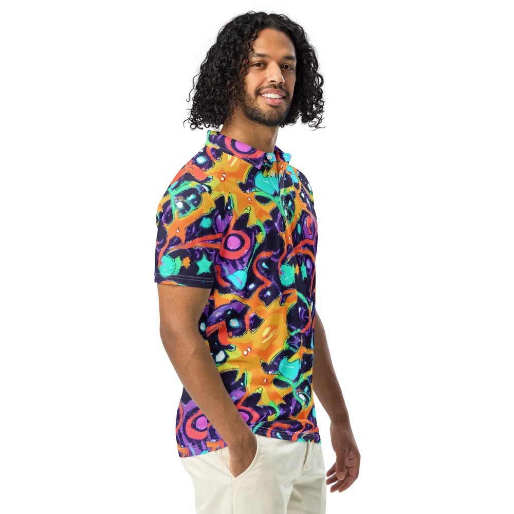 Luminous Fragments on Men's Slim Fit Polo Shirt — Right Front