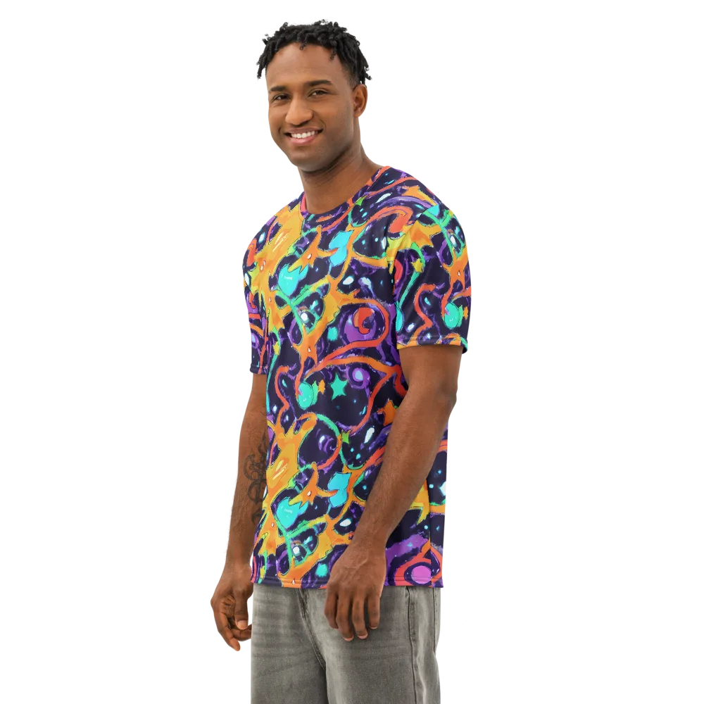 Luminous Fragments on Men's Cotton Crew Neck T-Shirt — Left Front