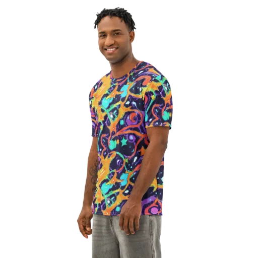 Luminous Fragments on a Men's Cotton Crew Neck T-Shirt