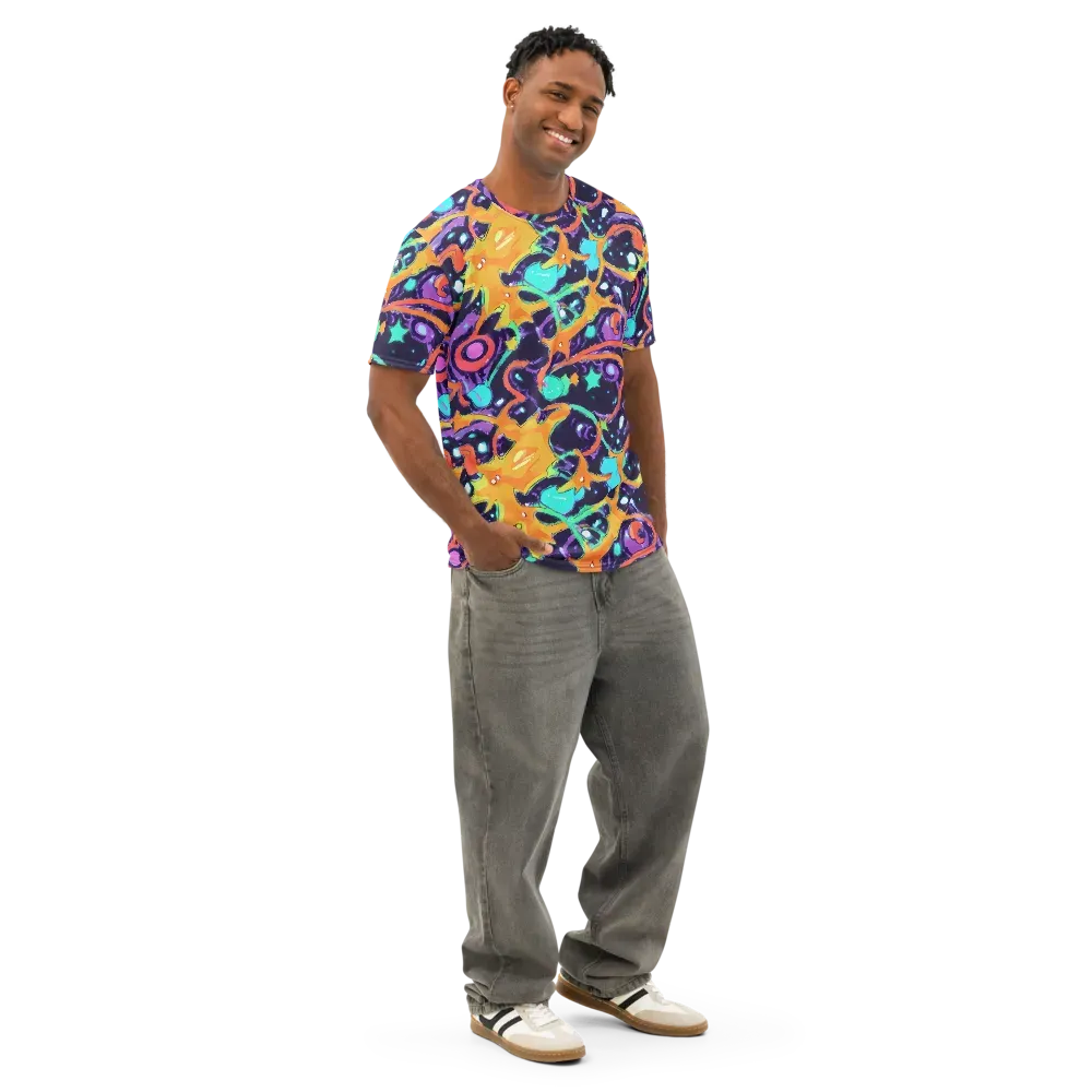 Luminous Fragments on Men's Cotton Crew Neck T-Shirt — Right Front