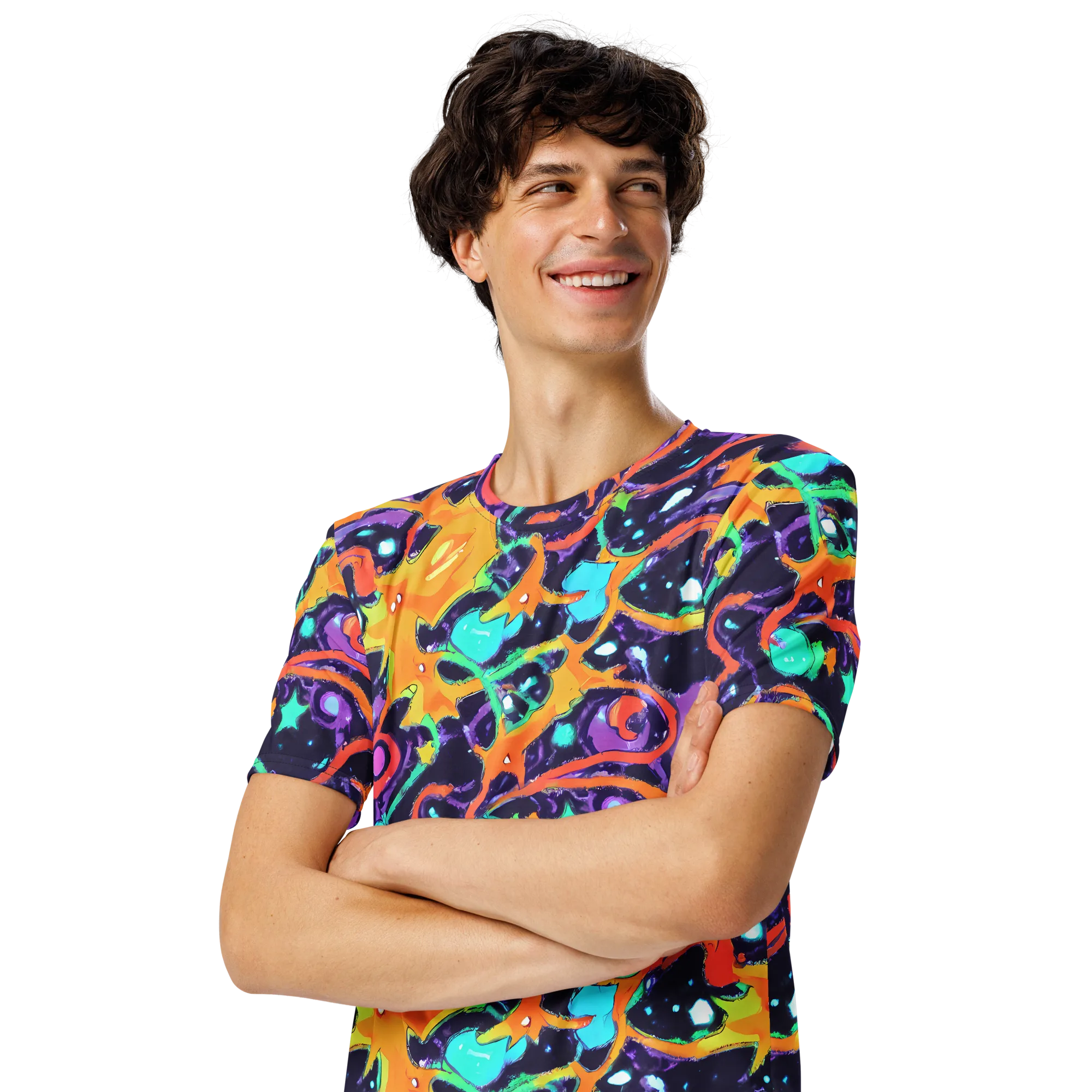 Luminous Fragments on Men's Crew Neck T-Shirt — Left Front