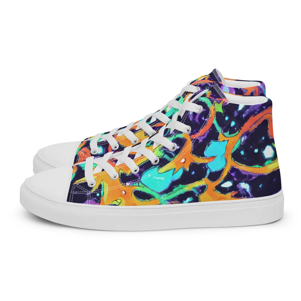 Luminous Fragments on Men's High Top Canvas Shoes — Left