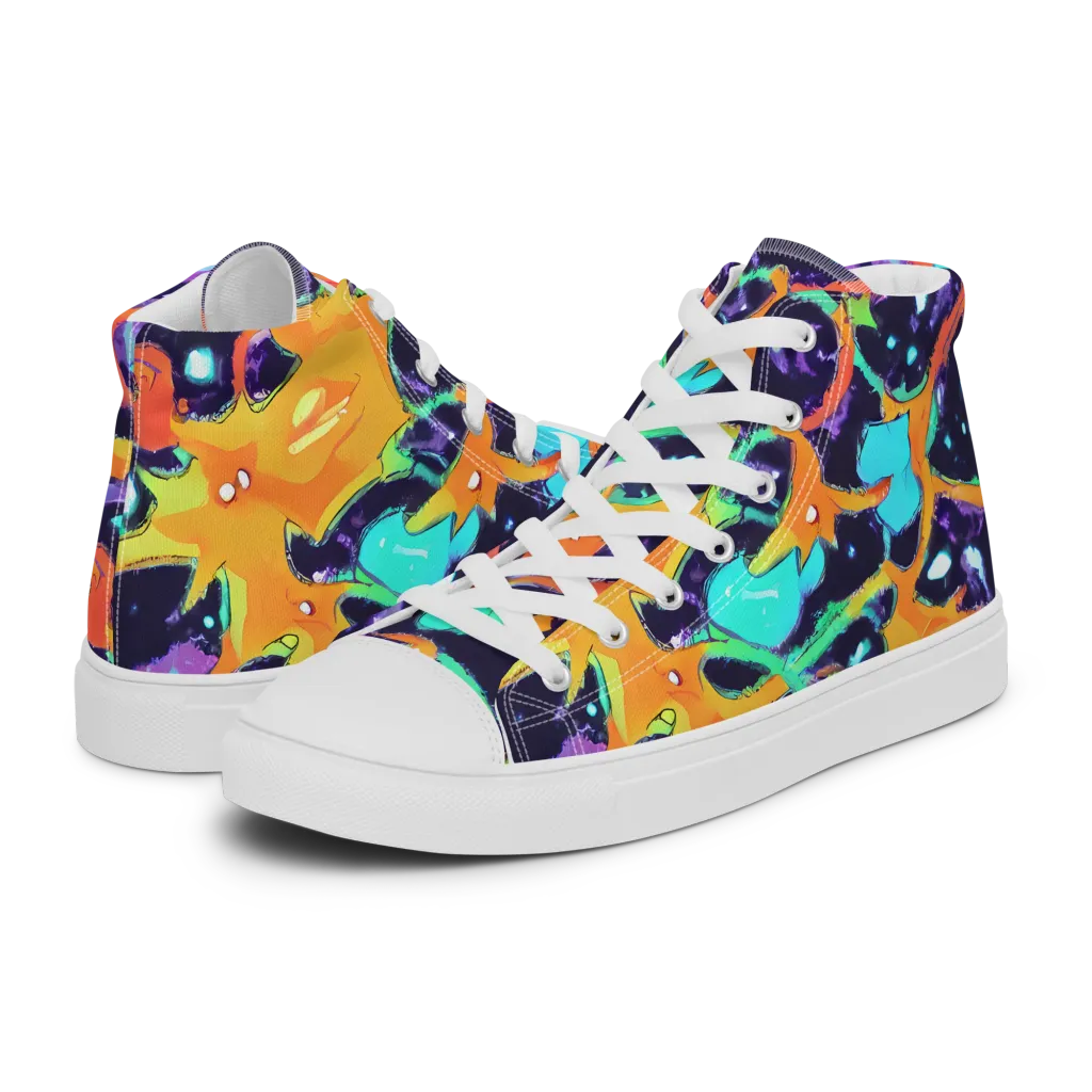 Luminous Fragments on Men's High Top Canvas Shoes — Left