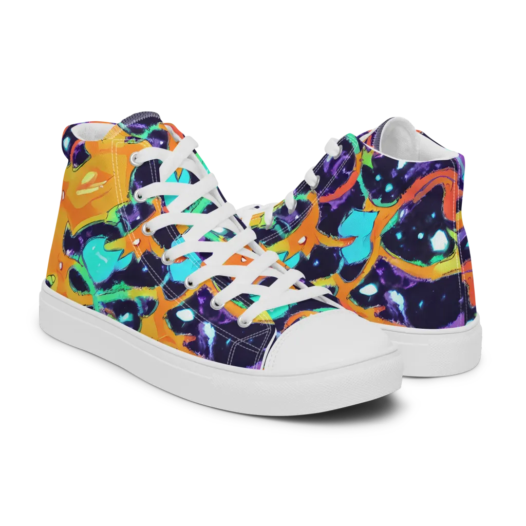 Luminous Fragments on Men's High Top Canvas Shoes — Right