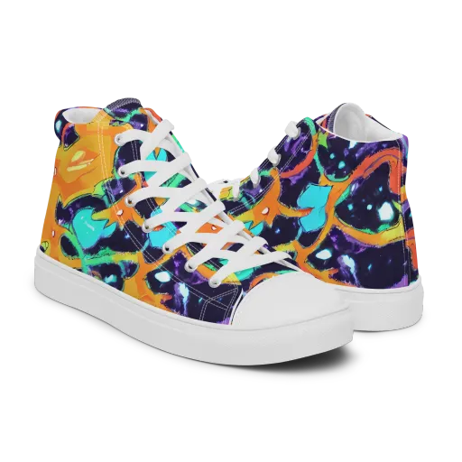 Luminous Fragments on a Men's High Top Canvas Shoes