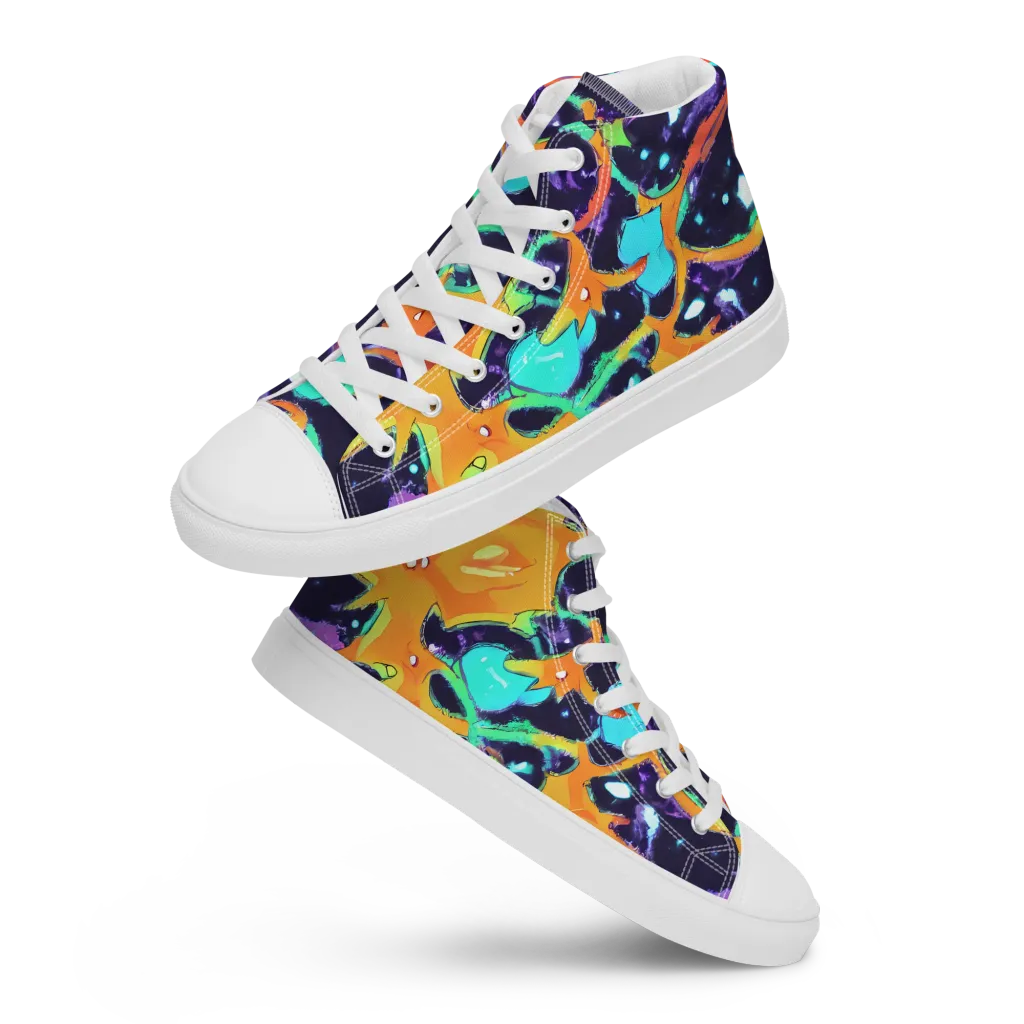 Luminous Fragments on Men's High Top Canvas Shoes — Front