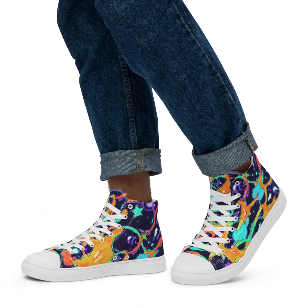 Luminous Fragments on Men's High Top Canvas Shoes — Left