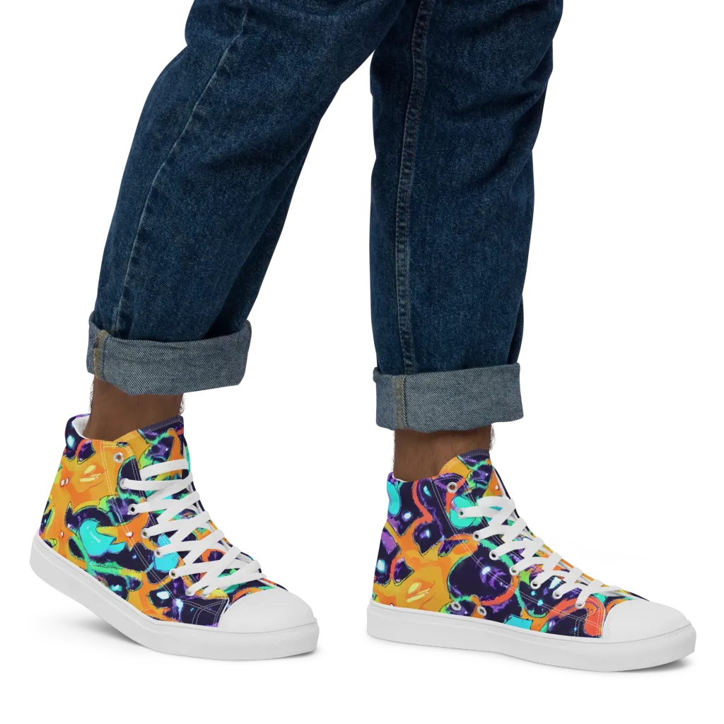 Luminous Fragments on Men's High Top Canvas Shoes — Right