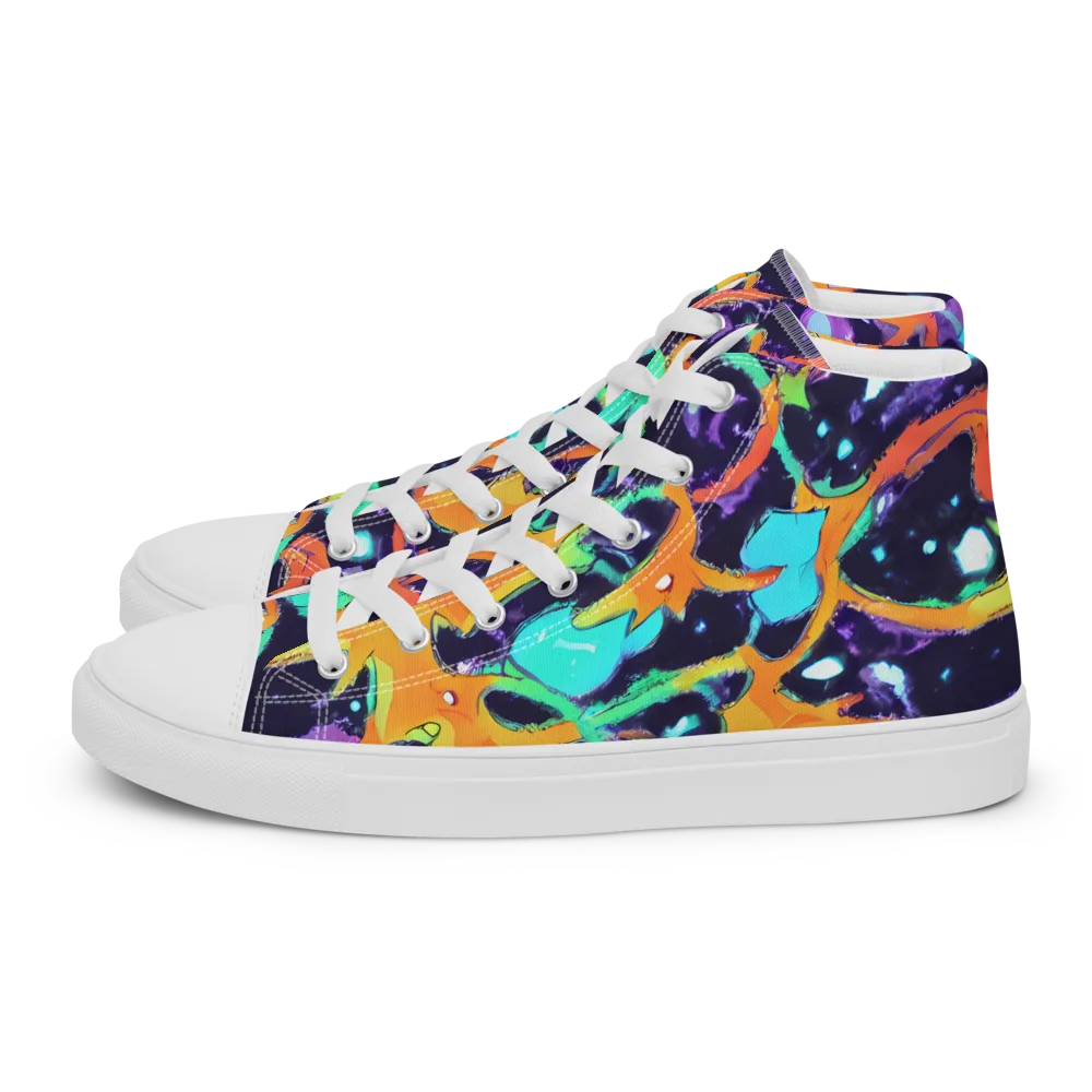 Luminous Fragments on Women's High Top Canvas Shoes — Left