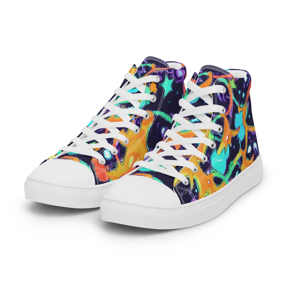Luminous Fragments on Women's High Top Canvas Shoes — Left Front