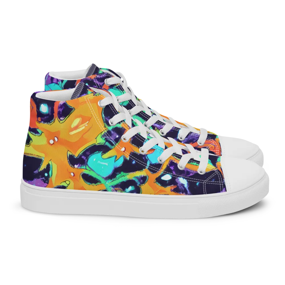 Luminous Fragments on Women's High Top Canvas Shoes — Right