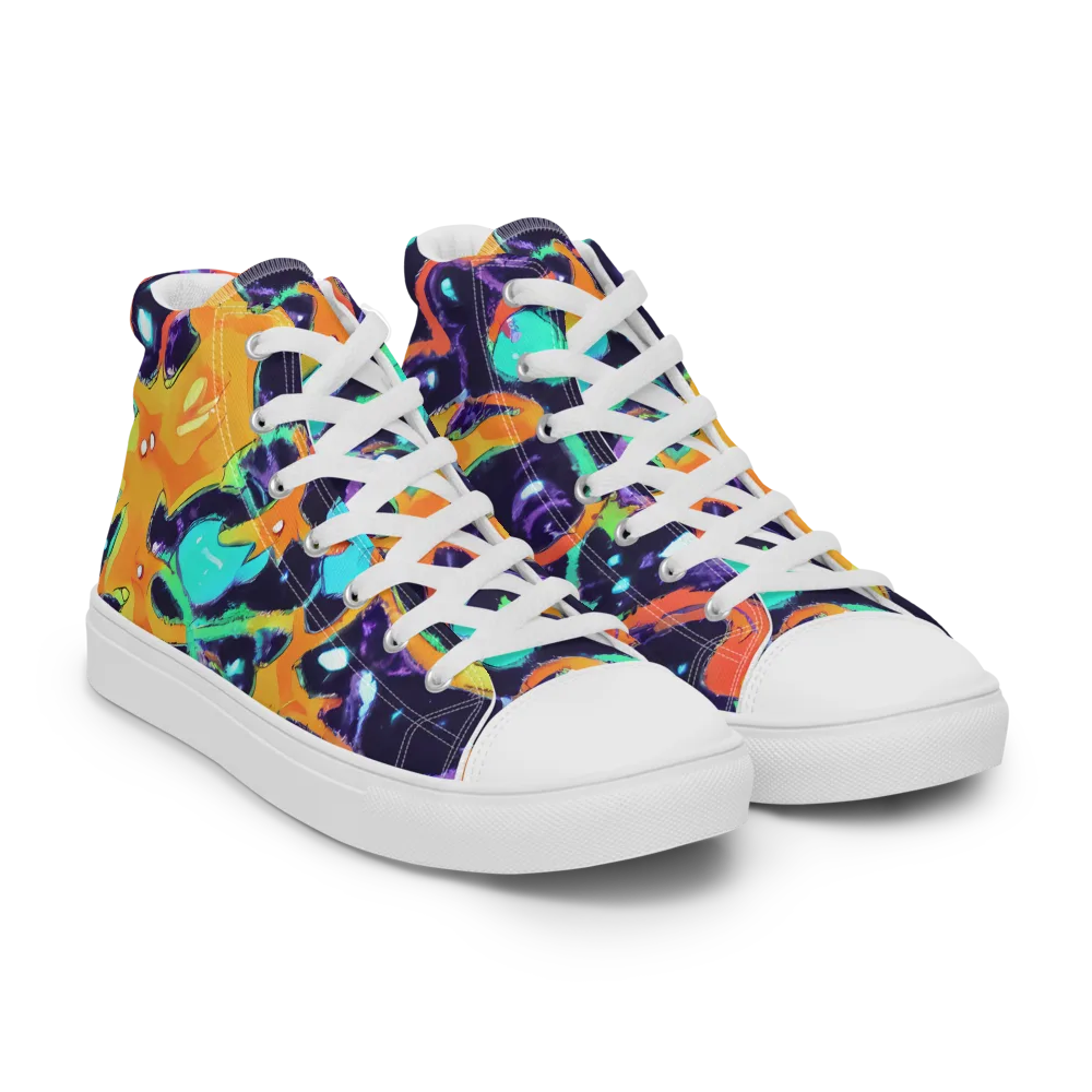 Luminous Fragments on Women's High Top Canvas Shoes — Right Front