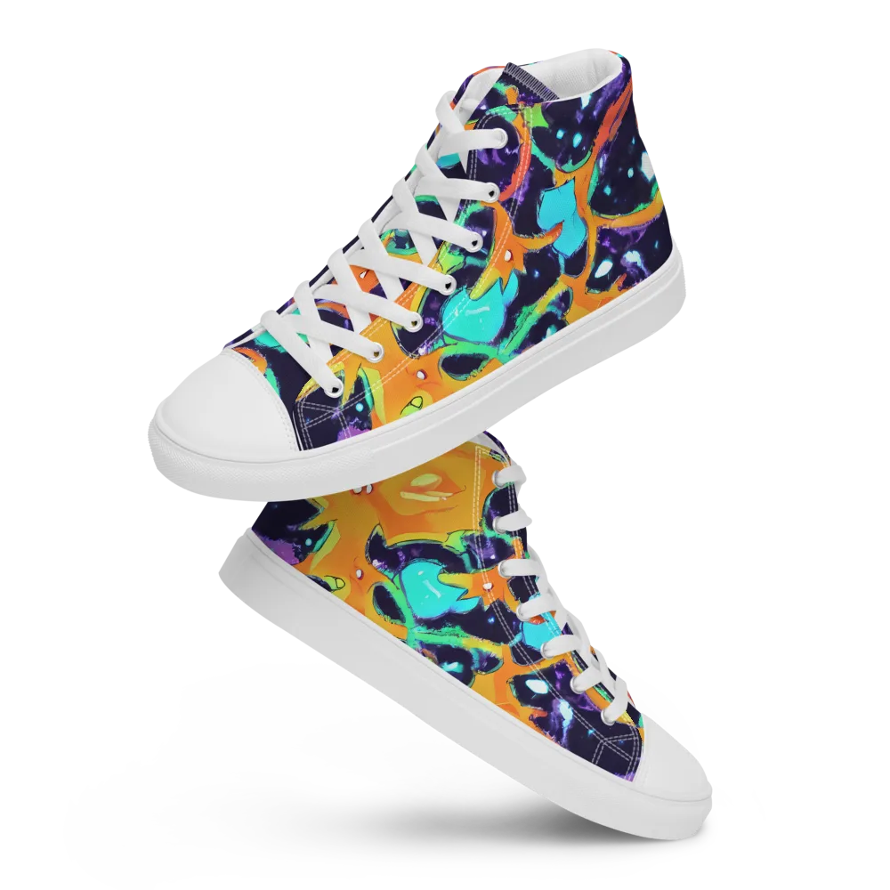 Luminous Fragments on Women's High Top Canvas Shoes — Front