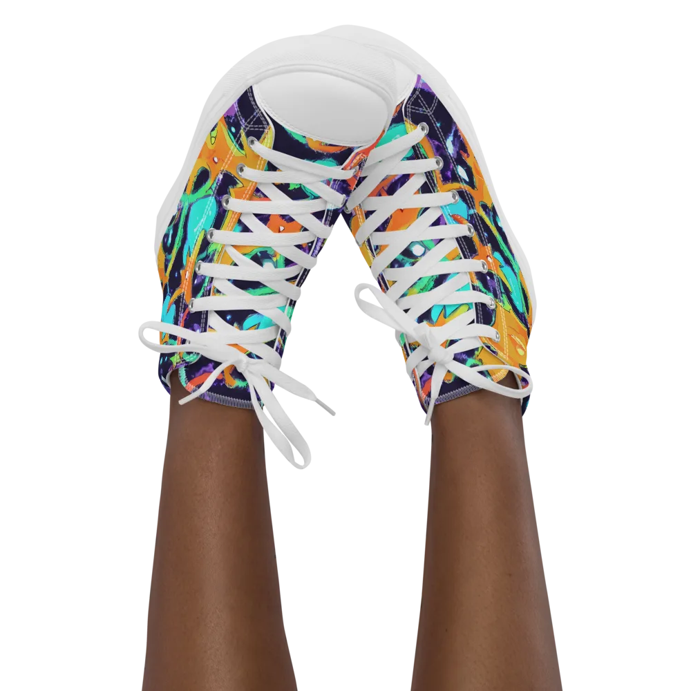 Luminous Fragments on Women's High Top Canvas Shoes — Front