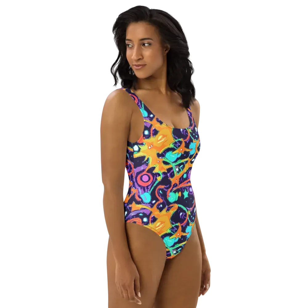 Luminous Fragments on One-Piece Swimsuit — Right
