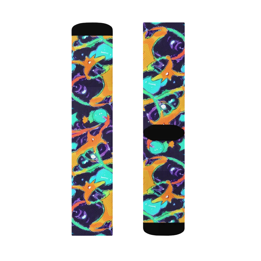 Luminous Fragments on Socks — Left Sock