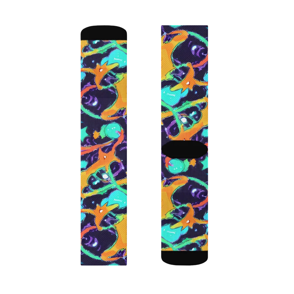Luminous Fragments on Socks — Right Sock