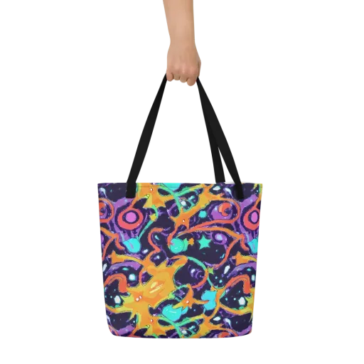 Luminous Fragments on a Large Tote Bag W/ Pocket