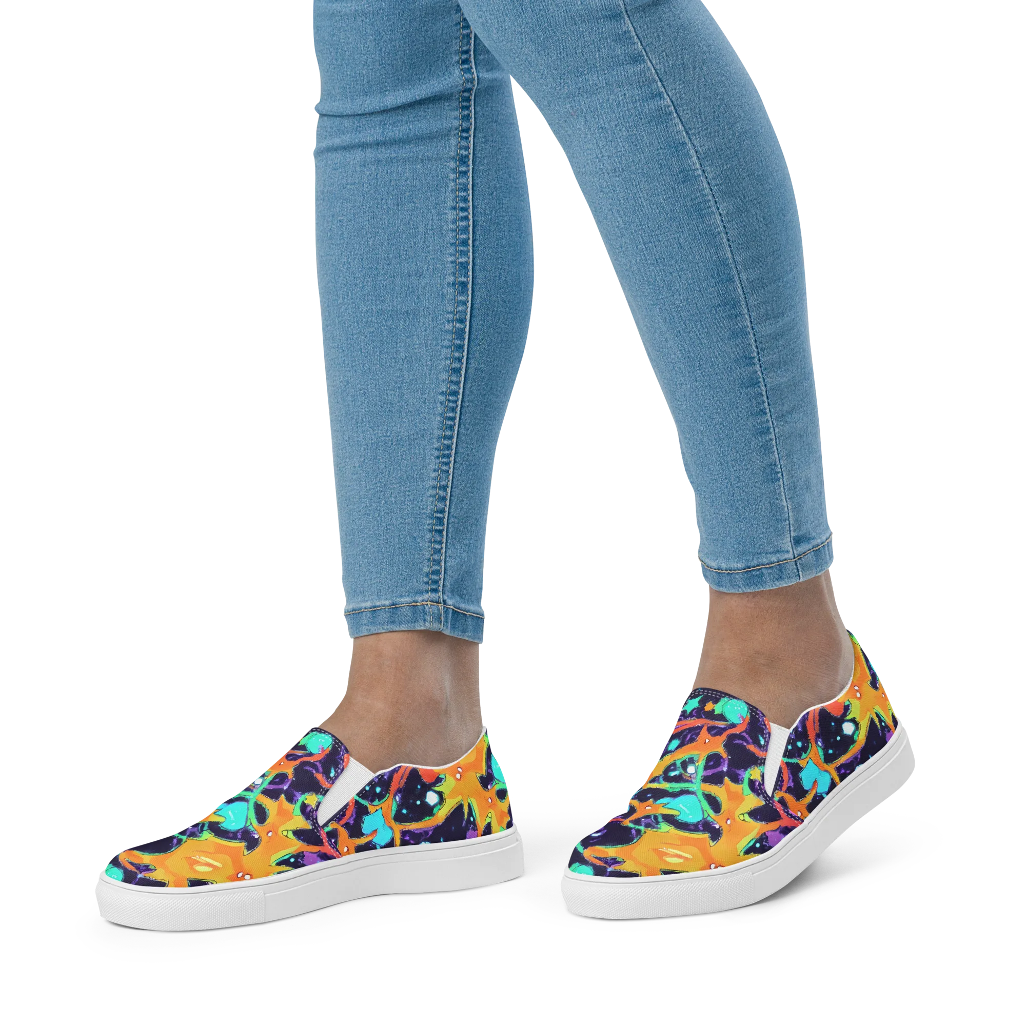 Luminous Fragments on Women's Slip-On Canvas Shoes — Front
