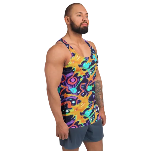Luminous Fragments on a Men's Tank Top