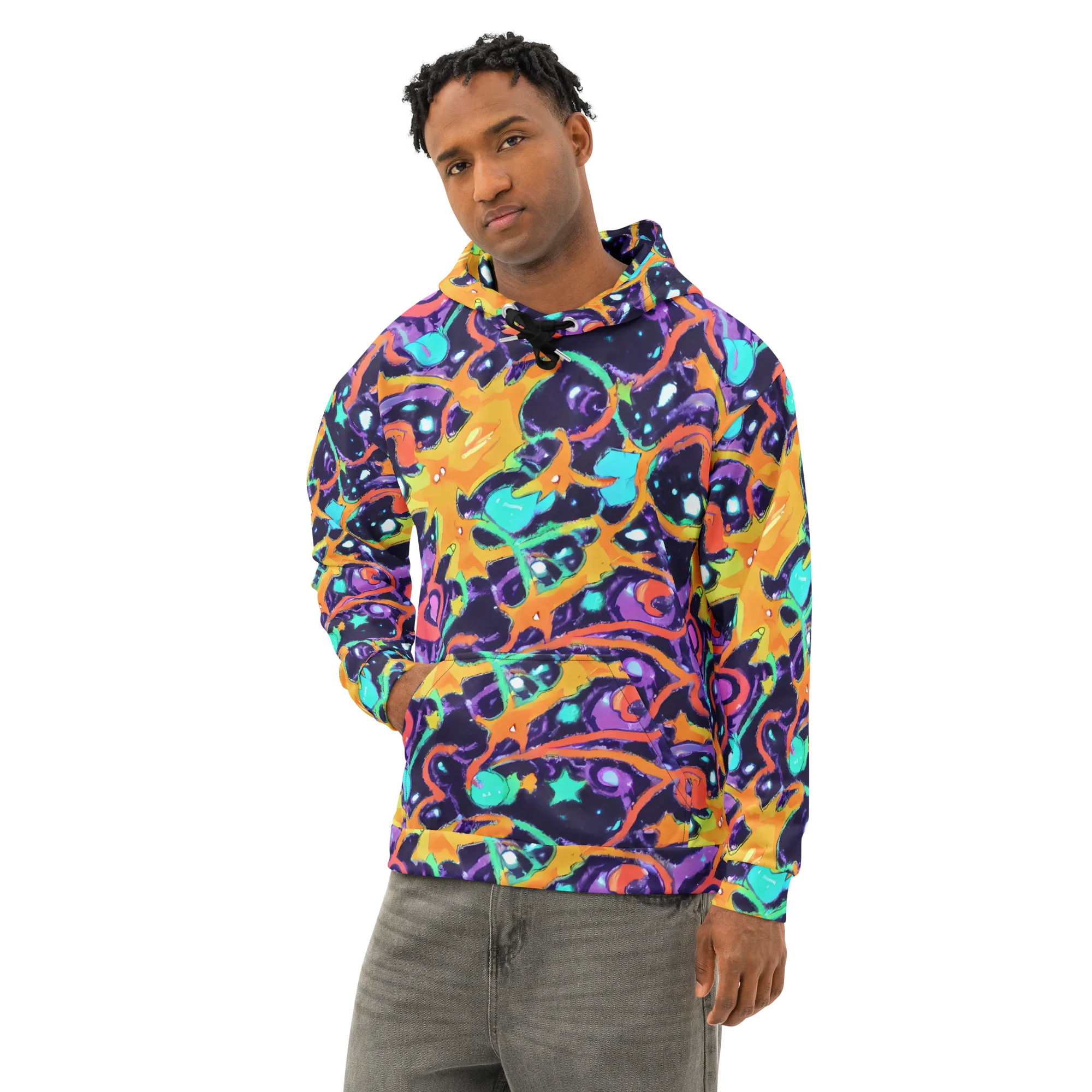 Luminous Fragments on Cotton Hoodie — Left Front