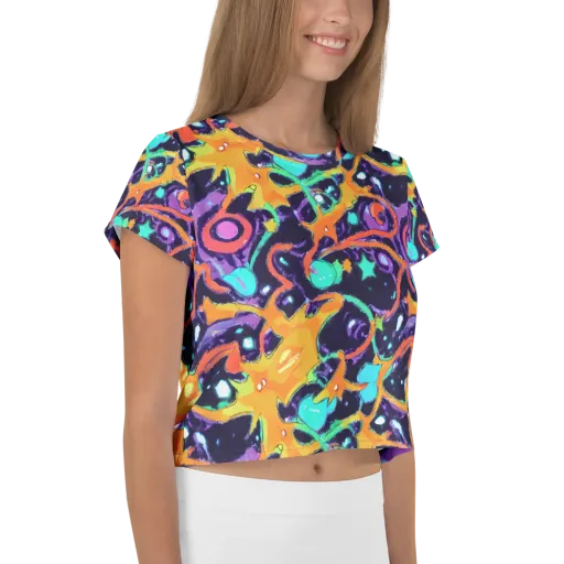 Luminous Fragments on a Crop Tee