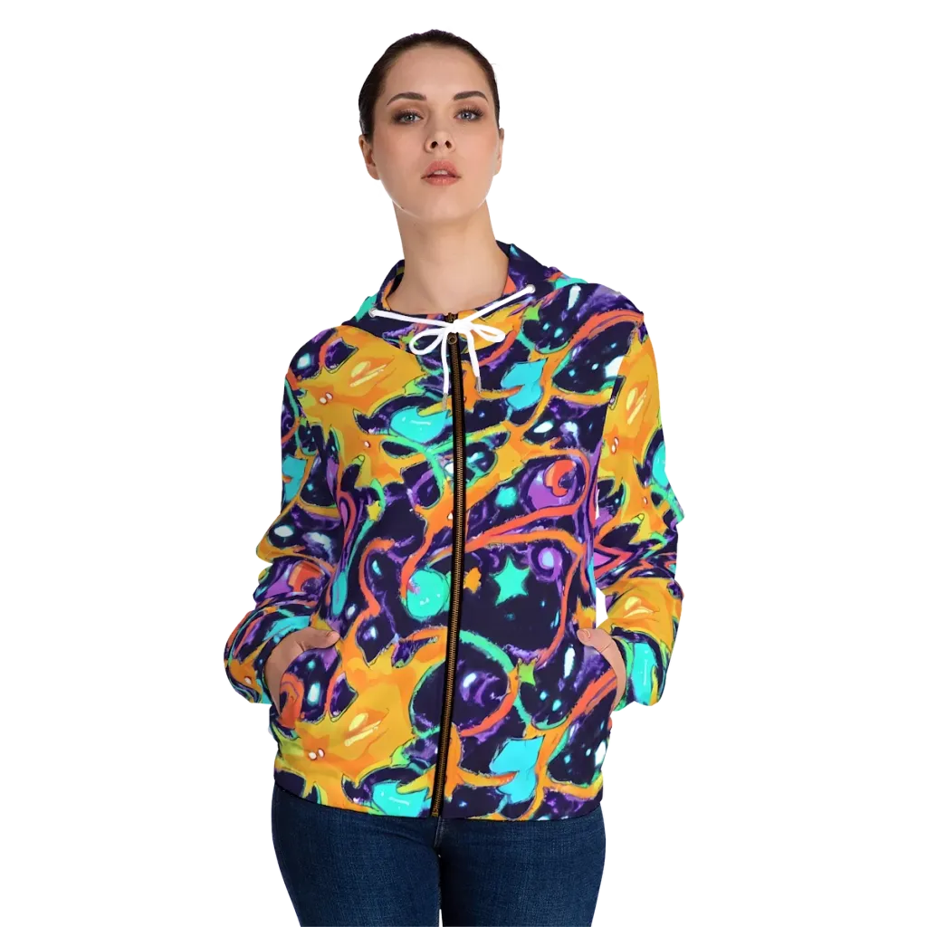 Luminous Fragments on Women's Full-Zip Hoodie — Front On Person