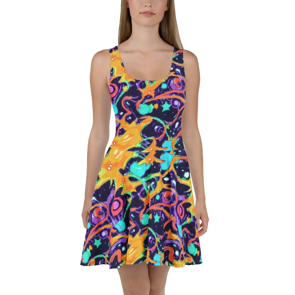 Luminous Fragments on Skater Dress — Front