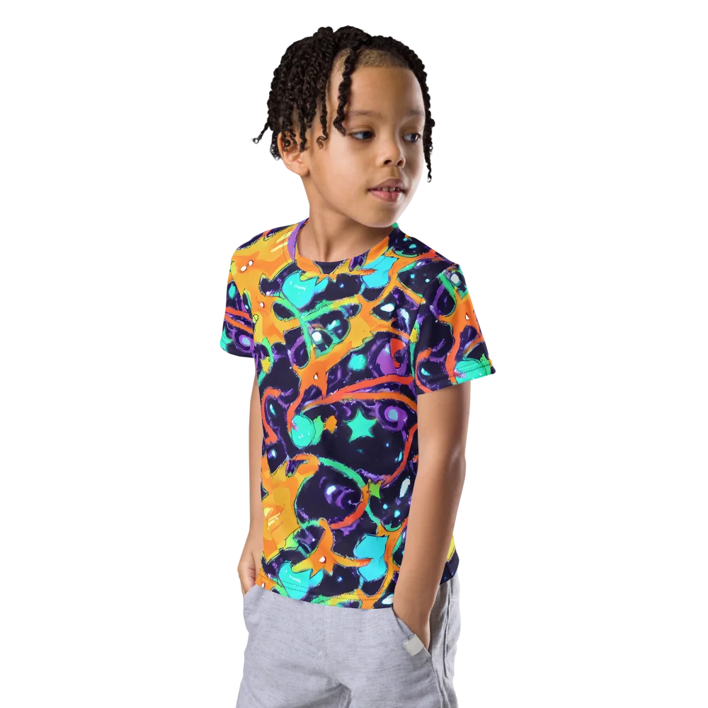 Luminous Fragments on Kids Crew Neck T-Shirt — Left Front