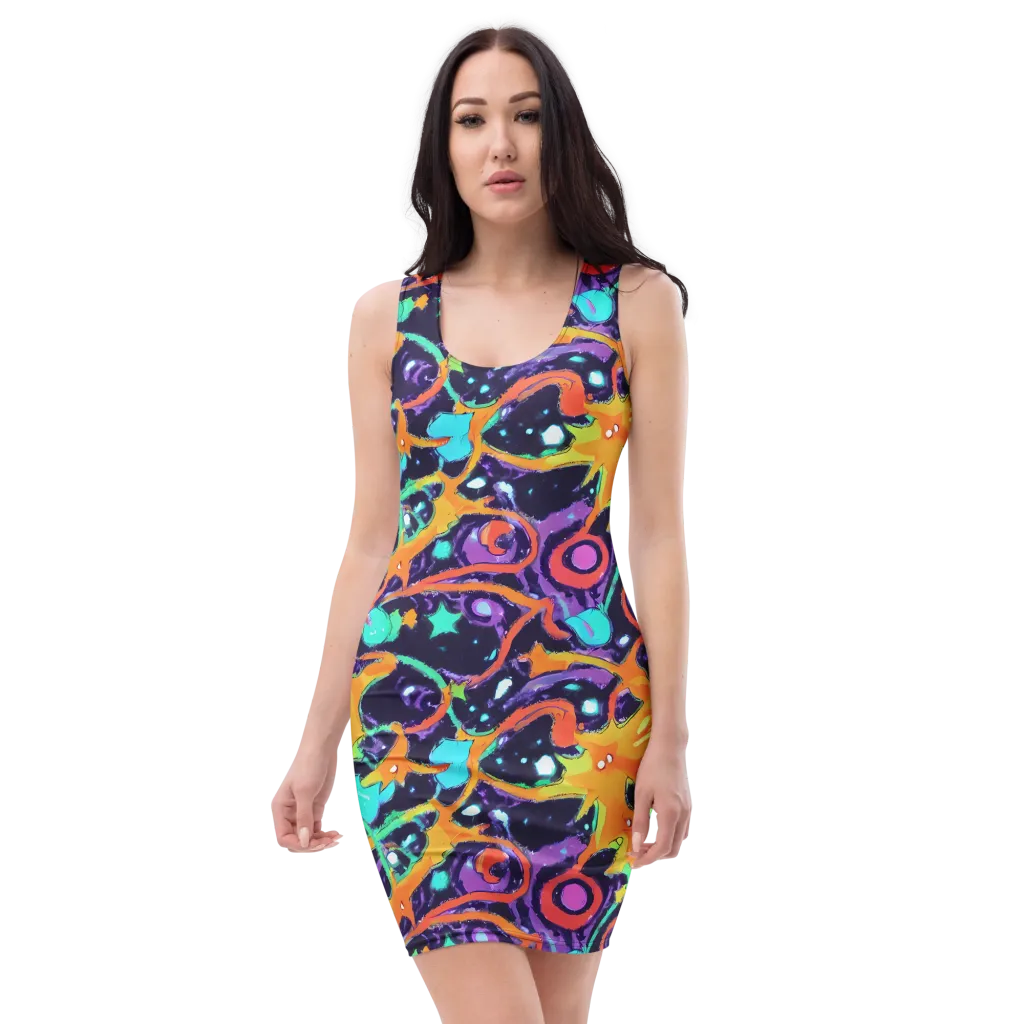 Luminous Fragments on Bodycon Dress — Front