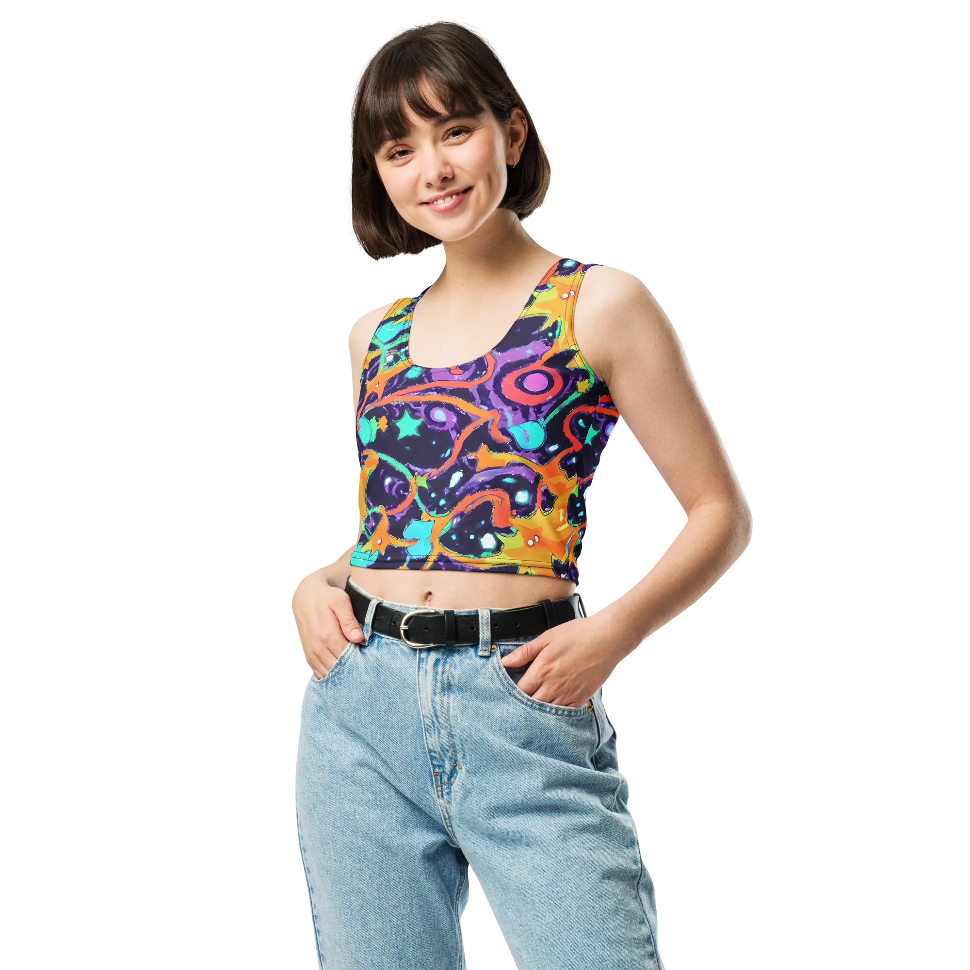 Luminous Fragments on Crop Top — Front
