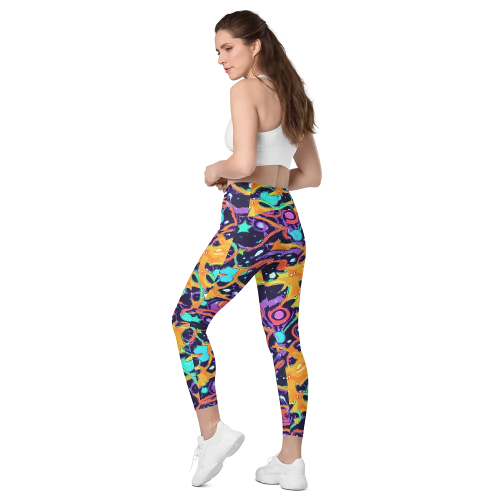 Luminous Fragments on Leggings with Pockets — Left Back