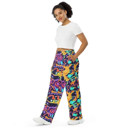 Luminous Fragments on a Wide-Leg Pants