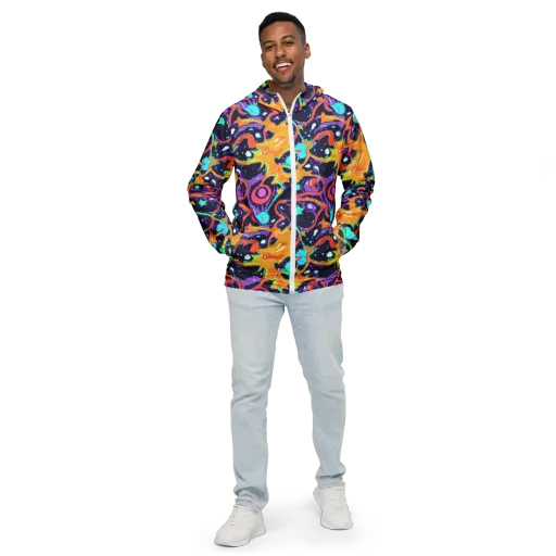 Luminous Fragments on a Men's Windbreaker
