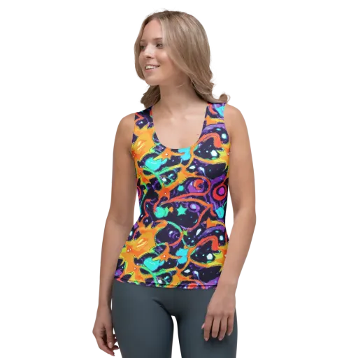 Luminous Fragments on a Women's Tank Top