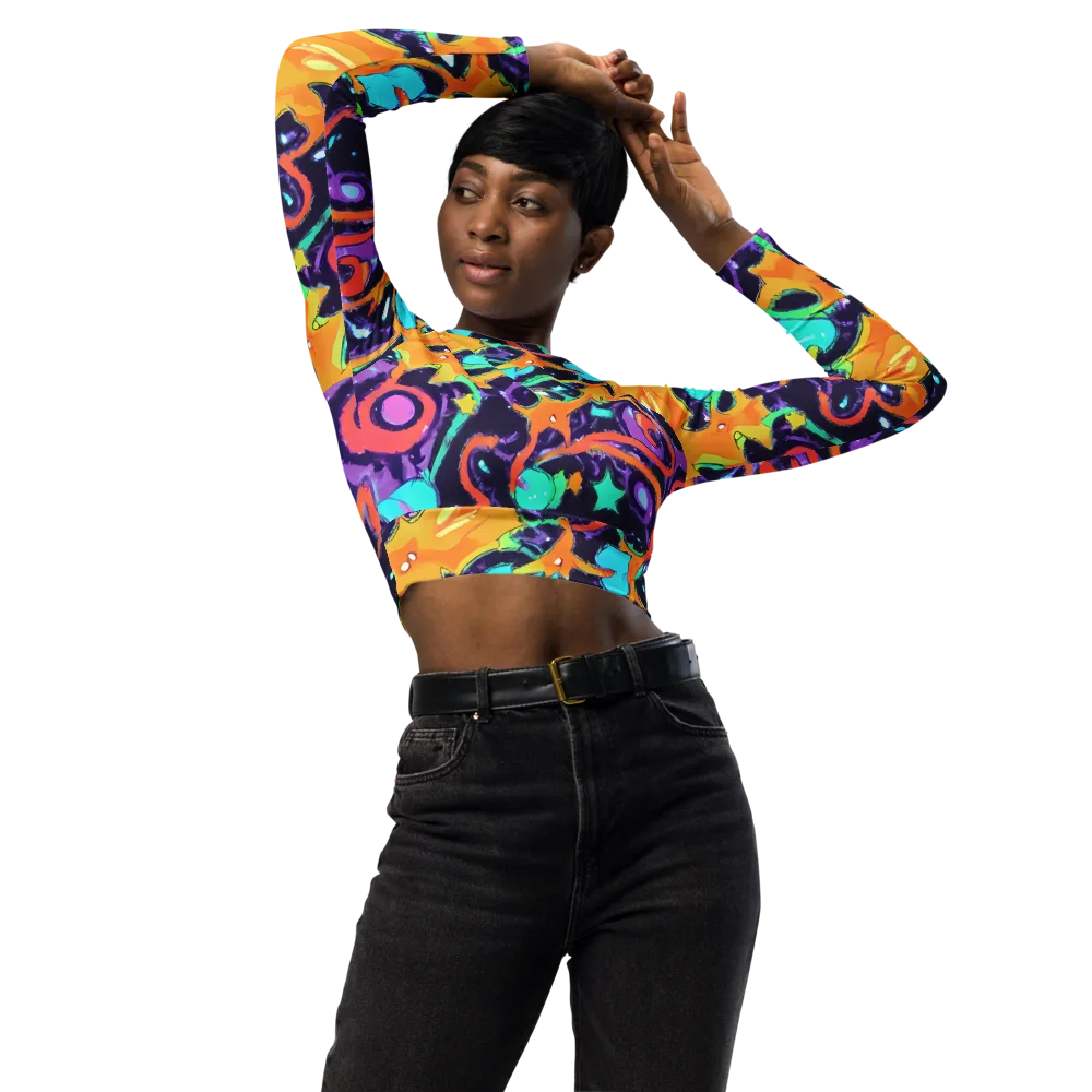 Luminous Fragments on Long Sleeve Crop Top — Front