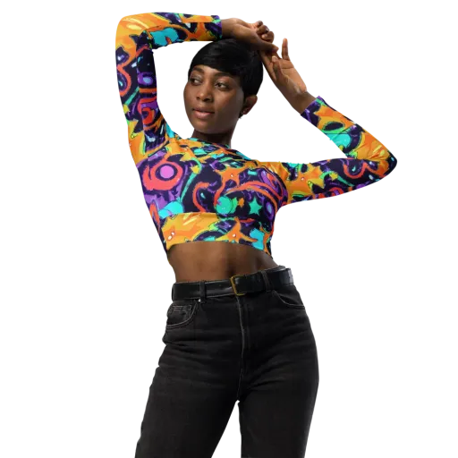 Luminous Fragments on a Long Sleeve Crop Top