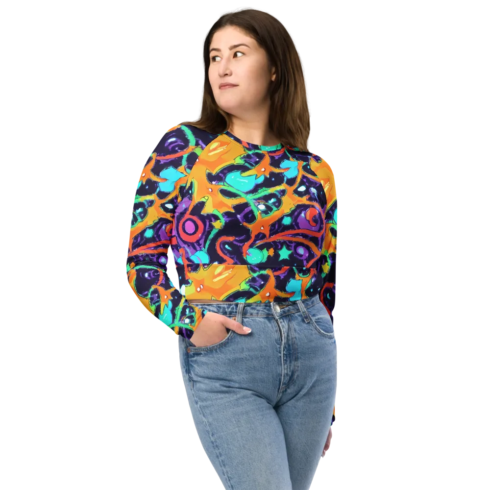 Luminous Fragments on Long Sleeve Crop Top — Front