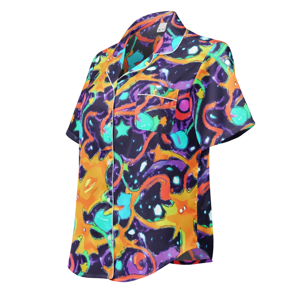 Luminous Fragments on Women's Short Sleeve Pajama Top — Left Front