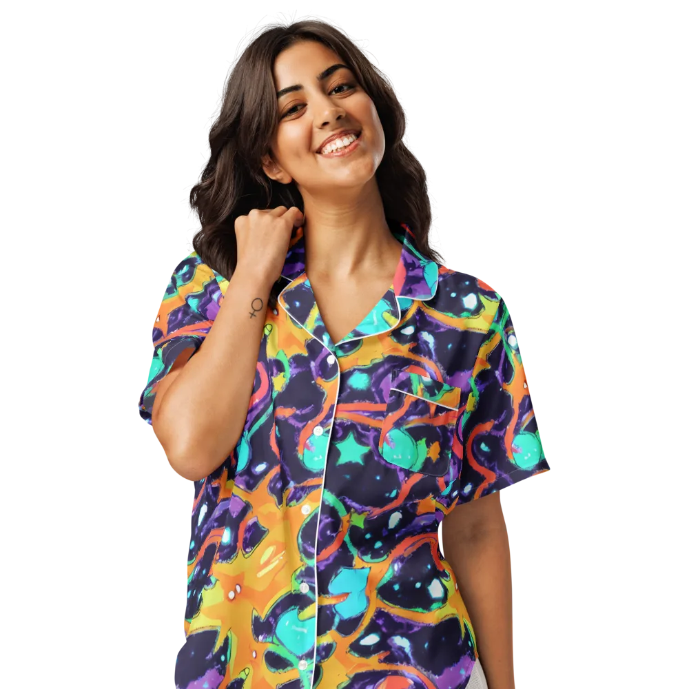 Luminous Fragments on Women's Short Sleeve Pajama Top — Front
