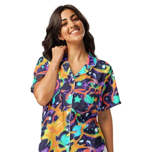 Luminous Fragments on a Women's Short Sleeve Pajama Top