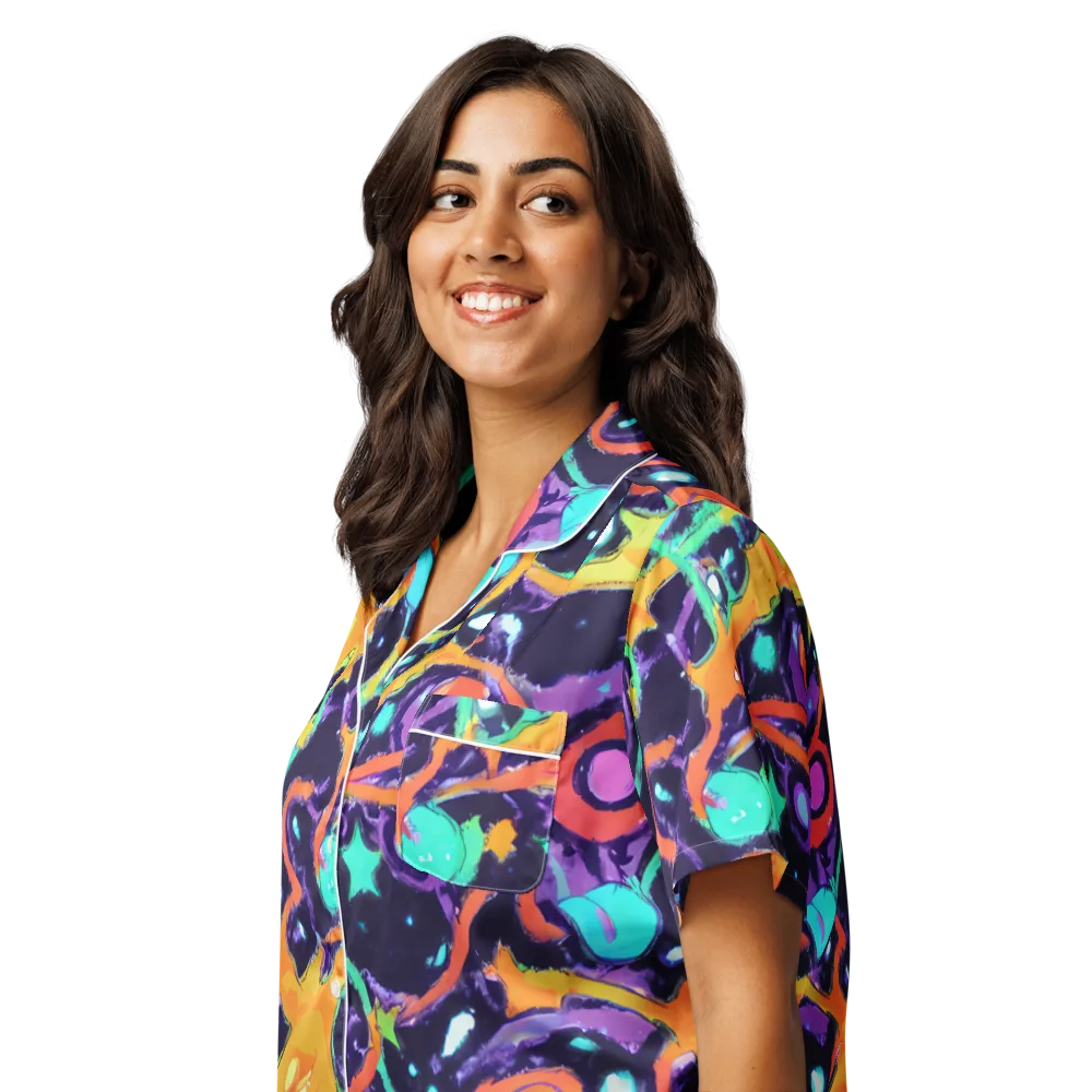 Luminous Fragments on Women's Short Sleeve Pajama Top — Left Front