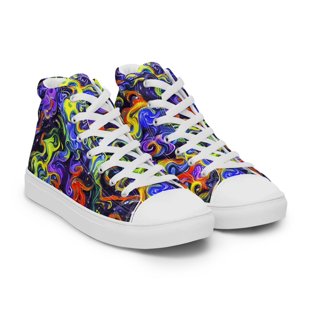Color Tempest on Men's High Top Canvas Shoes — Right Front