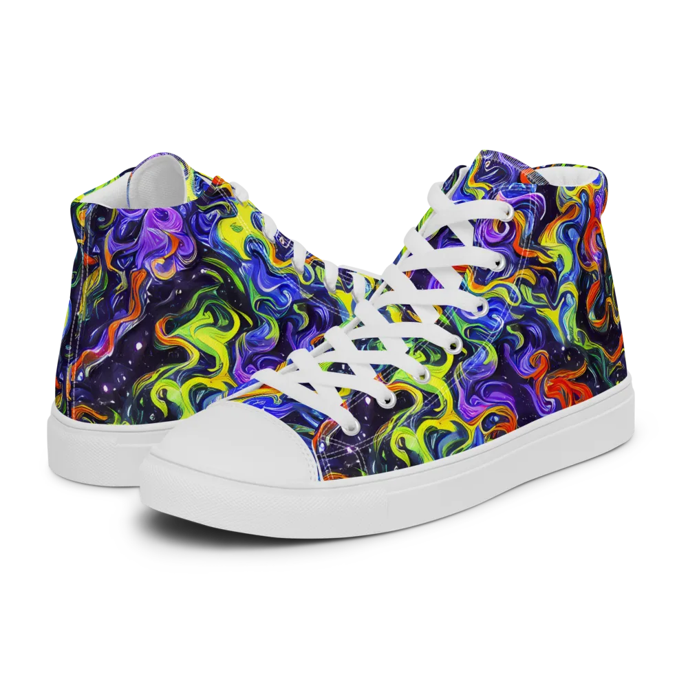 Color Tempest on Men's High Top Canvas Shoes — Left