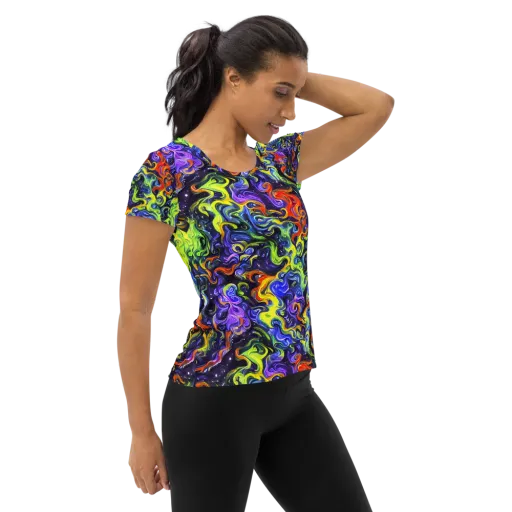 Color Tempest on a Women's Athletic T-Shirt